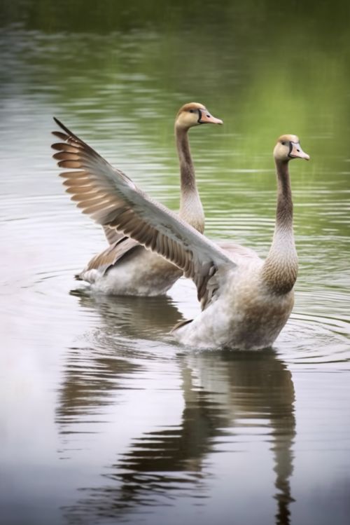 水面上的优雅舞者 白天鹅家禽动物摄影艺术